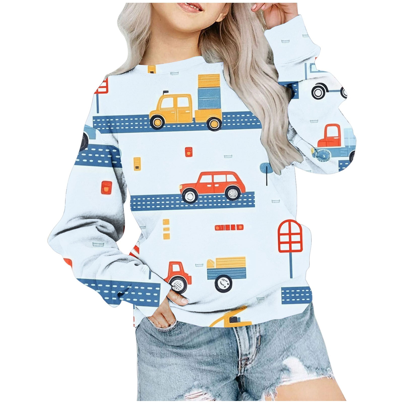 CLOISE White Toddler Sweatshirt Girls Boys Long Sleeve Crew Neck Tops ...