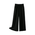thumbnail image 1 of CLOISE Wide Leg Pants for Women Casual High Waisted Cotton Linen Palazzo Pants Drawstring Pull On Loose Fit Palazzo Pants Comfy Elastic Waist Wide Leg Pants Solid Straight Leg Pants Black, 1 of 2