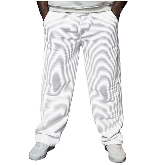 CLOISE Wide Leg Pants for Men Big and Tall Pockets Long Pants Casual Trousers Solid Baggy Bottoms Vacation Clothes White