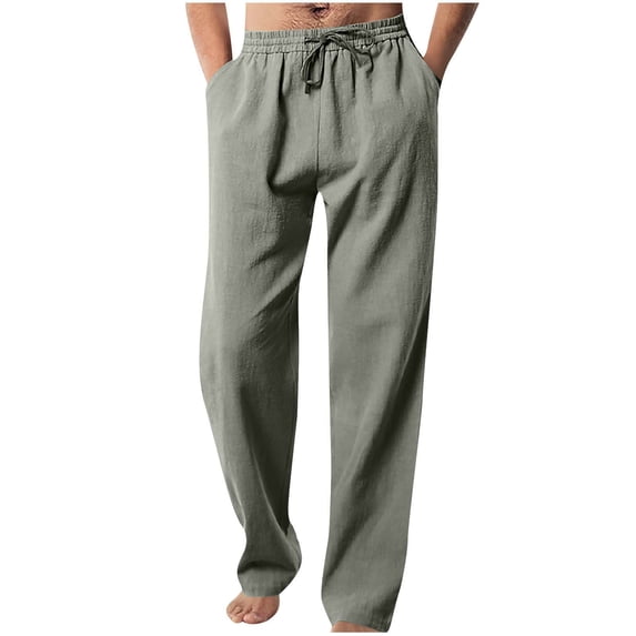 CLOISE Wide Leg Pants for Men Dressy Pockets Big and Tall Drawstring High Waist Long Pants Casual Solid Baggy Trousers Elastic Waist Vacation Clothes