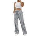 thumbnail image 1 of CLOISE Wide Leg Sweatpants for Women Baggy Straight Leg Pants Soft Pull on High Waisted Open Bottom Trousers Gray Oversized Elastic Waist Drawstring Solid Sweatpants with Pockets Winter Trousers, 1 of 4