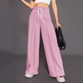 thumbnail image 1 of CLOISE Wide Leg Sweatpants Women Baggy Straight Leg Trousers Loose Petite High Waisted Open Bottom Pants Pink Running Elastic Waist Drawstring Solid Sweatpants with Pockets Winter Sweatpants, 1 of 4