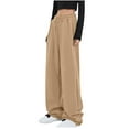 thumbnail image 1 of CLOISE Wide Leg Sweatpants Women Plus Size with Pockets Baggy Drawstring Athletic Pants with Elastic Waist Khaki Sizes L-3XL, 1 of 4