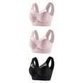 thumbnail image 1 of CLOISE Wireless Bras for Women Support 3 Pack Padded High Impact Wireless Sports Bras Medium Support Seamless Bras Underarm Smoothing Push up Bras Full Coverage Everyday Bras Black 4XL, 1 of 2