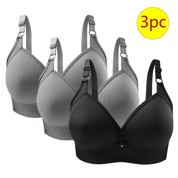 CLOISE Wireless Bras for Women Support 3 Pack Wireless Push up Bras with Support and Lift Full Coverage Large Bust Seamless Padded Bras Straps Adjustable Sleep Bras Everyday Bras Black 42/95