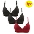 thumbnail image 1 of CLOISE Wireless Bras for Women Support 3 Pack Wireless Push up Bras with Support and Lift Large Bust Seamless Padded Bras Straps Adjustable Comfort Sleeping Everyday Bras Black XL, 1 of 3
