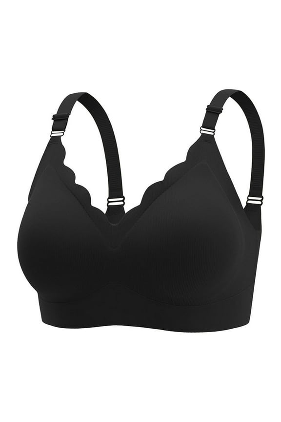 Wireless Bras for Women Support No Underwire Stretch Cami Bras High Support Bra Seamless Wireless Big Bust Push up Bra with Adjustable Straps Comfort Sleeping Everyday Bras Black L