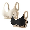 thumbnail image 1 of CLOISE Wireless Bras for Women Plus Size 2 Pack No Underwire Full Coverage Everyday Bra with Sagging Breasts Beige M-3XL, 1 of 2