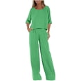 thumbnail image 1 of CLOISE Women 2 Piece Outfits Short Sleeve Plus Size Outfits Oversized Lounge Sets T Shirts Long Pants Beach Vacation Clothes, 1 of 1