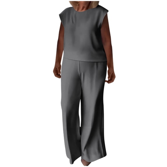 CLOISE Women 2 Piece Outfits Sleeveless Plus Size Chiffon Lounge Sets Outfits Tank Tops Long Pants Matching Summer Clothes