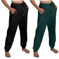 thumbnail image 1 of CLOISE Baggy Sweatpants for Women 2 Pack Baggy Fleece Lined Jogger Sweatpants Comfort Petite Tall Elastic Bottom Pants Green Y2k Elastic Waist Drawstring Solid Sweatpants with Pockets Basic Trousers, 1 of 9
