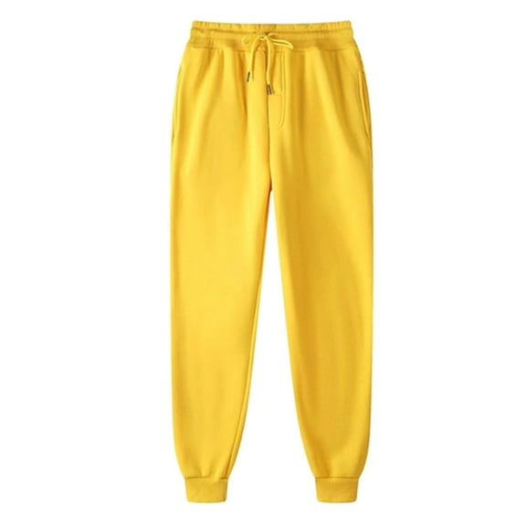 CLOISE Women Jogger Sweatpants Baggy Fleece Jogger Sweatpants Lounge Pull on Tall Elastic Bottom Pants Yellow Active Elastic Waist Drawstring Solid Sweatpants with Pockets Basic Sweatpants
