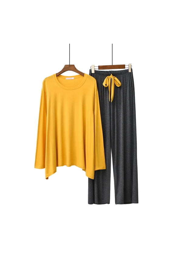 Women Loungewear Sets Two Piece Comfy Long Sleeve Sleepwear Shirts and Comfort Lounge Pants Night Clothes Set Comfortable Solid Funny Nightwear