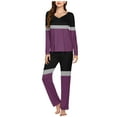 thumbnail image 1 of CLOISE Women Pajama Sets Two-Piece Comfortable Long Sleeve Sleepwear Blouses and Soft Lounge Pants Sleep Sets Casual Color Block Striped Print Fashion Pjs, 1 of 5