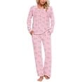 thumbnail image 1 of CLOISE Women Pjs Sets 2-Piece Cozy Long Sleeve Sleepwear Tees and Comfy Lounge Pants with Pockets Pjs Sets Comfort Pleated Heart Printed Trendy Loungewear, 1 of 6