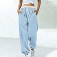 thumbnail image 1 of CLOISE Women Sweatpants Baggy Joggers Comfy Petite High Waisted Elastic Bottom Trousers Light Blue Workout Elastic Waist Drawstring Colorblock Sweatpants with Pockets Fashion Basic Sweatpants, 1 of 5