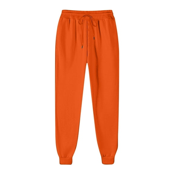CLOISE Women Sweatpants Joggers Slim Joggers Casual Petite Low Rise Elastic Bottom Trousers Orange Sports Elastic Waist Drawstring Solid Sweatpants Fashion Winter Long Pants L