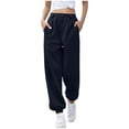thumbnail image 1 of CLOISE Women Sweatpants Pockets Plus Size with Pockets Baggy Joggers with Elastic Waist Navy Sizes S-2XL, 1 of 4