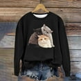 thumbnail image 1 of CLOISE Women Sweatshirt Printed Pullover Sweatshirts Crewneck Long Sleeve Hoodies Shirts Black Drop Shoulder Basic Blouses Fall Casual Preppy Clothes S, 1 of 4