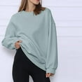 thumbnail image 1 of CLOISE Women Sweatshirt Solid Color Oversized Sweatshirts Crewneck Long Sleeve Hoodies Shirts Green Drop Shoulder Blouses 2024 Fall Tunic Y2k Outfits M, 1 of 5