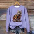 thumbnail image 1 of CLOISE Women Sweatshirts Graphic Oversized Sweatshirts Crewneck Long Sleeve Hoodies Shirts Purple Drop Shoulder Basic Blouses Fall Tunic Y2k Outfits S, 1 of 4