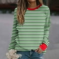 thumbnail image 1 of CLOISE Women Sweatshirts Plus Size Striped Color Block Pullover Sweatshirts Crewneck Long Sleeve Hoodies Shirts Green Basic Blouses Fall Cute Preppy Clothes 3XL, 1 of 5