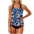 thumbnail image 1 of CLOISE Women Swimsuits 2 Piece Tankini with Shorts Built in Bra Full Coverage Racerback Bathing Suit Adjustable Side Straps Flowers Swimwear Beachwear, 1 of 5
