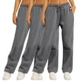 thumbnail image 1 of CLOISE Women Wide Leg Sweatpants 3 Pack Baggy Straight Leg Sweatpants Comfort Petite Low Rise Open Bottom Trousers Dark Gray Workout Elastic Waist Drawstring Solid Sweatpants with Pockets, 1 of 5