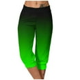 thumbnail image 1 of CLOISE Women's Capris with Pockets Plus Size Stretch Leggings Elastic Waisted Yoga Pants Summer Casual Fashion Gradient Color Lightweight Cropped Sweatpants Green 3XL, 1 of 6