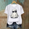 thumbnail image 1 of CLOISE Women's Halloween Blouses Plus Size Trendy Halloween Ghost Graphic Tops Short Sleeve Scoop Neck Shirts Basic Loose Oversized Blouses Spooky Season Outfits Gift, 1 of 3