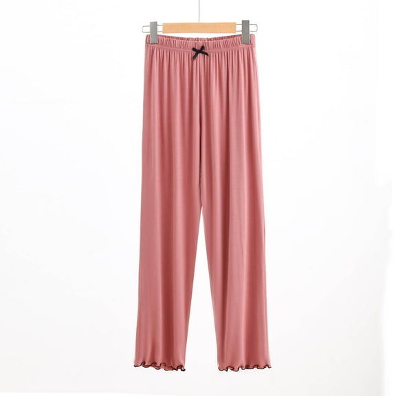 CLOISE Women's Pants Mid Rise Pants Stretch Lounge Pants Pull On Straight Leg Pants Elastic Waist Trousers Athletic Pull On Workout Trousers Solid Comfy Pants Fashion Hot Pink