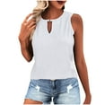 thumbnail image 1 of CLOISE Women's Solid Sexy Sleeveless Round Neck Camisoles Hollow Out Tube Pleated Tops Blouse White M, 1 of 4