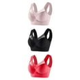 thumbnail image 1 of CLOISE Women's Sports Bras 3 Pack Padded High Impact Wireless Sports Bras Comfort Medium Support Seamless Yoga Bras Underarm Smoothing Push up Bras Full Coverage Everyday Bras Black L, 1 of 2