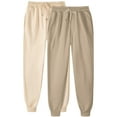 thumbnail image 1 of CLOISE Women's Sweatpants Joggers 2 Pack Baggy Jogger Sweatpants Loose Petite Low Rise Elastic Bottom Pants Khaki Y2k Elastic Waist Drawstring Solid Sweatpants with Pockets Trendy Winter Pants, 1 of 2
