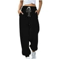 thumbnail image 1 of CLOISE Women's Sweatpants Joggers Baggy Corduroy Jogger Sweatpants Cozy Petite Tall Elastic Bottom Pants Black Y2k Elastic Waist Drawstring Solid Sweatpants with Pockets Classic Sweatpants, 1 of 6