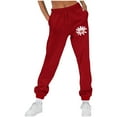 thumbnail image 1 of CLOISE Women's Sweatpants Joggers Baggy Fleece Jogger Sweatpants Comfort Pull on Low Rise Elastic Bottom Pants Red Gym Elastic Waist Drawstring Print Sweatpants with Pockets Everyday Pants, 1 of 4