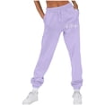 thumbnail image 1 of CLOISE Women's Sweatpants Joggers Baggy Fleece Jogger Sweatpants Loose Pull on Low Rise Elastic Bottom Pants Purple Gym Elastic Waist Drawstring Heart Sweatpants with Pockets Fashion Fall Pants, 1 of 4
