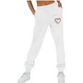 thumbnail image 1 of CLOISE Women's Sweatpants Joggers Baggy Fleece Lined Jogger Sweatpants Soft Petite Low Rise Elastic Bottom Trousers White Sports Elastic Waist Drawstring Heart Sweatpants with Pockets Fall Trousers, 1 of 5