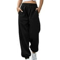 thumbnail image 1 of CLOISE Women's Sweatpants Joggers Baggy Jogger Sweatpants Lounge Petite High Waisted Elastic Bottom Trousers Black Sports Elastic Waist Drawstring Solid Sweatpants with Pockets 2024 Winter Sweatpants, 1 of 9