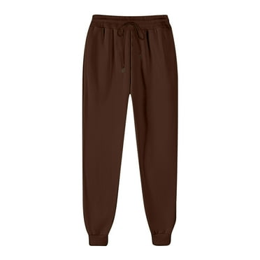 CLOISE Women's Sweatpants Skinny Jogger Sweatpants Casual Pull on Low Rise Elastic Bottom Trousers Brown Oversized Elastic Waist Drawstring Solid Sweatpants Trendy 2024 Everyday Long Sweatpants XL