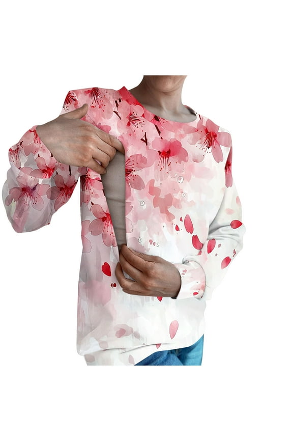 Women's Sweatshirts Long Sleeve Lightweight Crew Neck Tops Zip up Graphic Pullover Cute Vacation Clothes