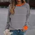 thumbnail image 1 of CLOISE Women's Sweatshirts Plus Size Striped Color Block Pullover Sweatshirts Crew Neck Long Sleeve Hoodies Shirts Black Basic Tops Fall Comfy Preppy Outfits 5XL, 1 of 5