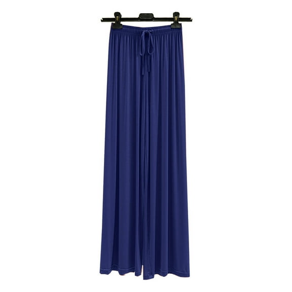 CLOISE Women's Wide Leg Pants Casual Pant Casual Wide Leg Pants With Pockets Mid Rise Stretchy Wide Leg Pants Elastic Waist Comfy Palazzo Pants Pull On Wide Leg Pants Loose Straight Leg Pants Blue