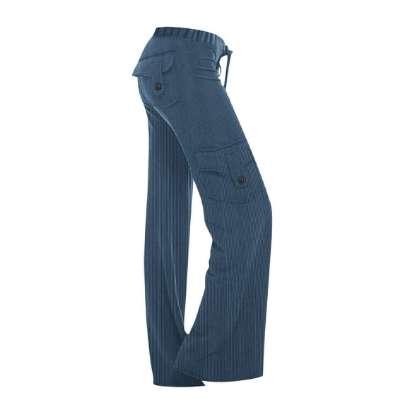 CLOISE Women's Wide Leg Pants Casual Pant Casual Wide Leg Pants Drawstring Mid Rise Wide Leg Pants Elastic Waist Comfy Palazzo Pants Pull On Palazzo Pants Straight Leg Pants Navy