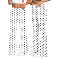 thumbnail image 1 of CLOISE Women's Wide Leg Pants Casual Pant Mid Waist Long Pants Elastic Waist Polka Dot Baggy Workout Outfits White XL, 1 of 7