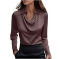 thumbnail image 1 of CLOISE Womens Blouses Dressy Long Sleeve Shirt Solid Plus Size Tops Slim Satin Lightweight Elegant Work Clothes, 1 of 6