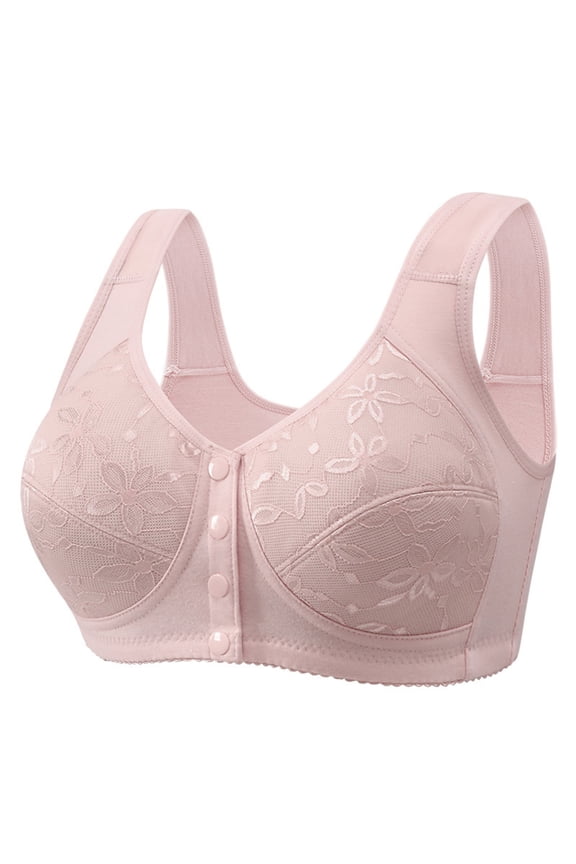 Womens Bras Front Closure Plus Size No Underwire Full Coverage Comfortable Bras with Sagging Breasts Gray S-4XL