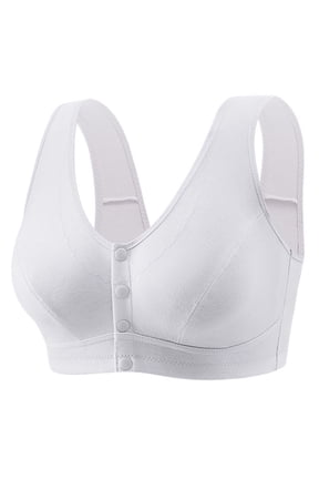 Womens Bras Front Closure Plus Size No Underwire Full Coverage Daily Bras with Sagging Breasts White 3XL-6XL