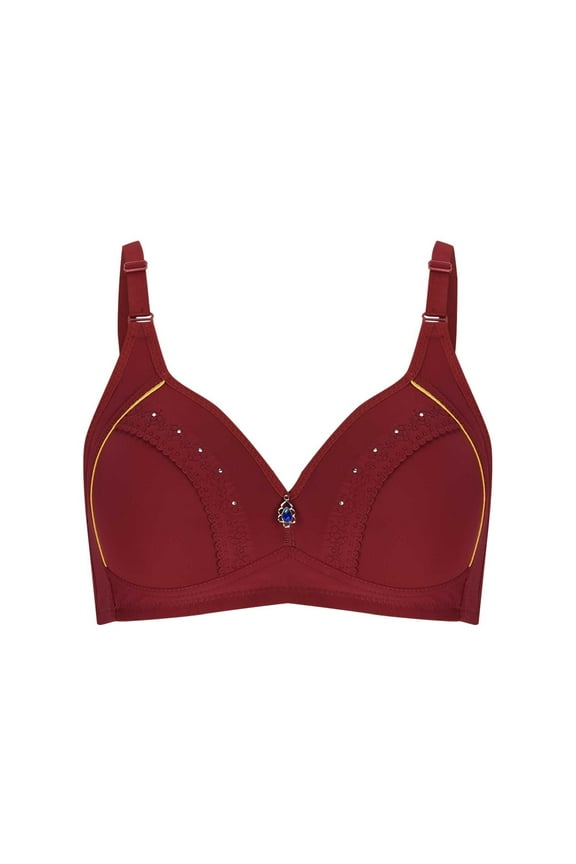 Womens Bras No Underwire Full Support Push up Full Coverage Padded Daily Bras with Sagging Breasts Wine 44-48