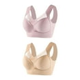 thumbnail image 1 of CLOISE Womens Bras No Wire 2 Pack Padded High Impact Wireless Sports Bras Comfort High Support Seamless Yoga Bras Underarm Smoothing Push up Bras Full Coverage Everyday Bras Beige 6XL, 1 of 2